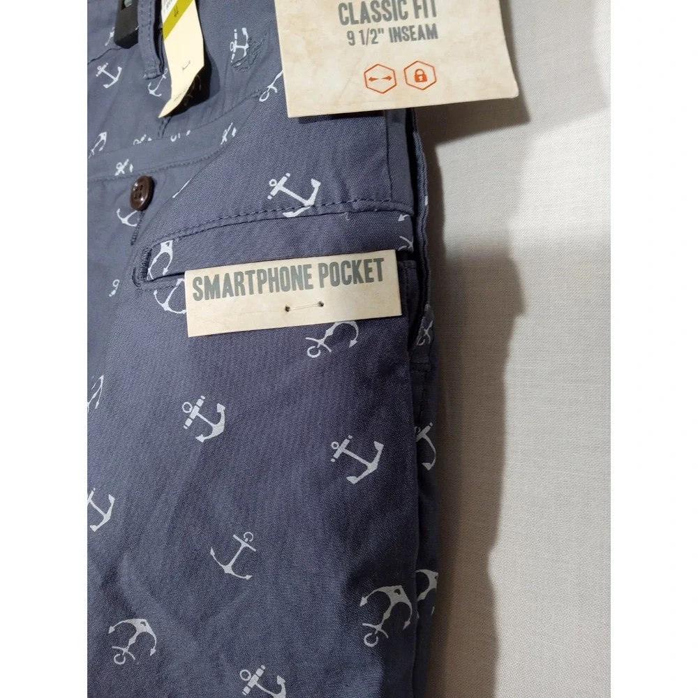 Dockers  Perfect Shorts Men's 44 Anchor Print Gray Smart Phone Pocket